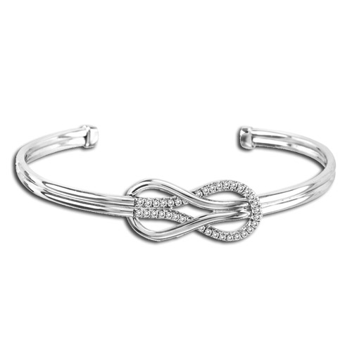 View 0.02cttw Diamond Sterling Silver Infinity Bangle 