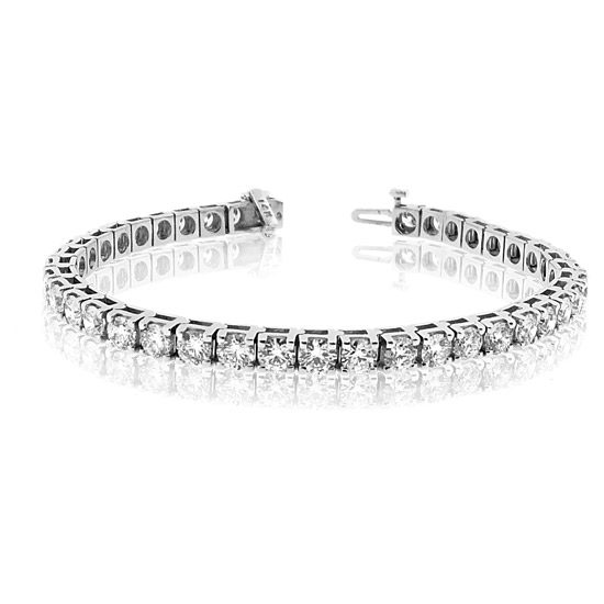 View 2.00ct Diamond Tennis Bracelet 14k Gold Four Prong Setting Double Safety Lock H-J SI-I Quality