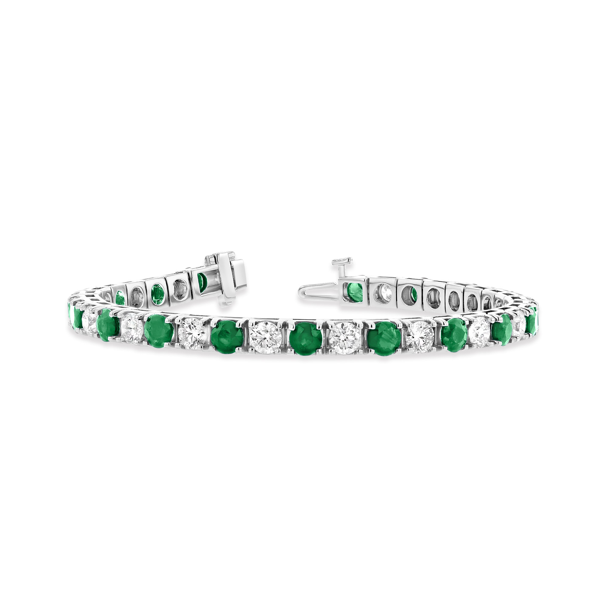6.25ctw Diamond and Emerald Alternating Tennis Bracelet in 14k White Gold