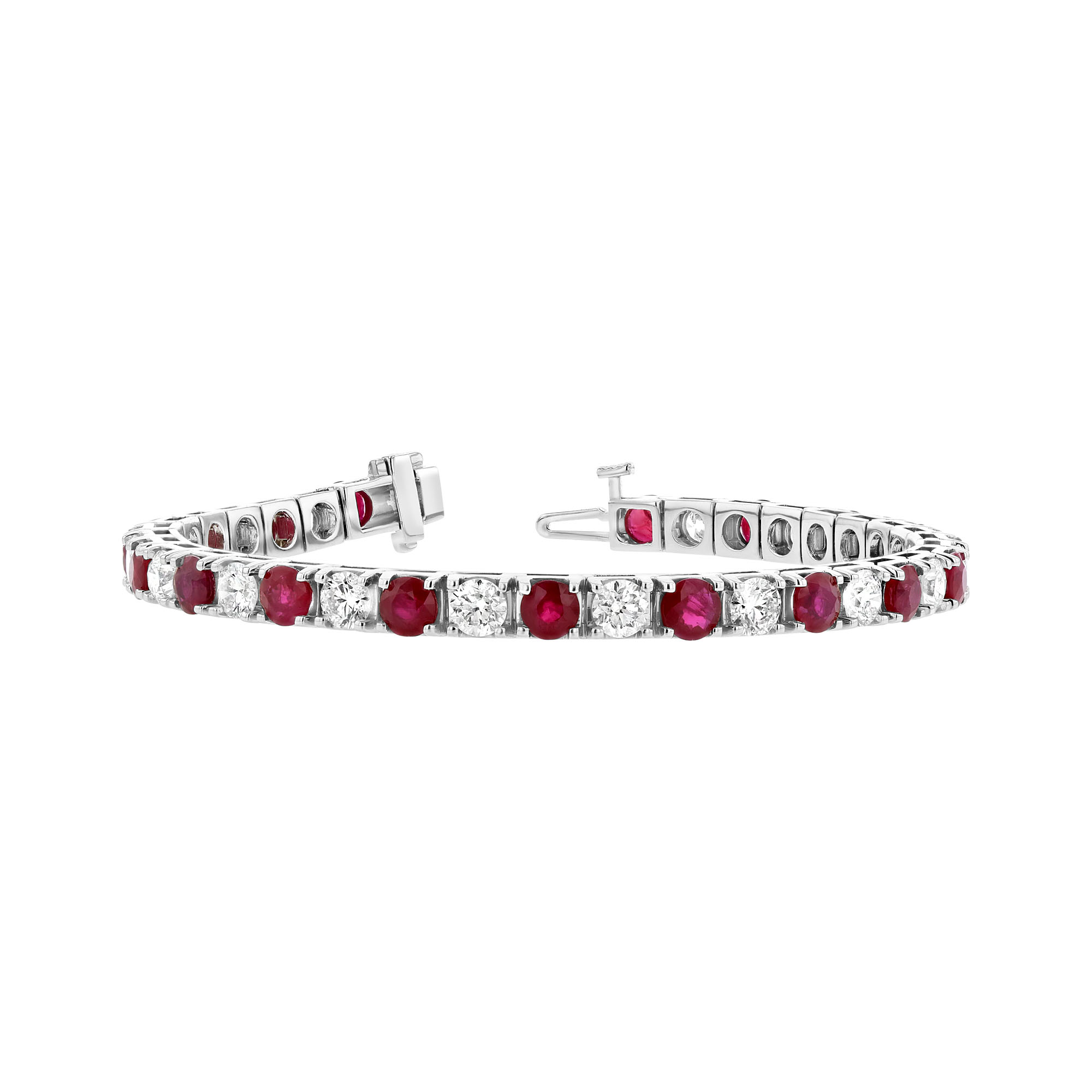 6.25ctw Diamond and Ruby Alternating Tennis Bracelet in 14k White Gold
