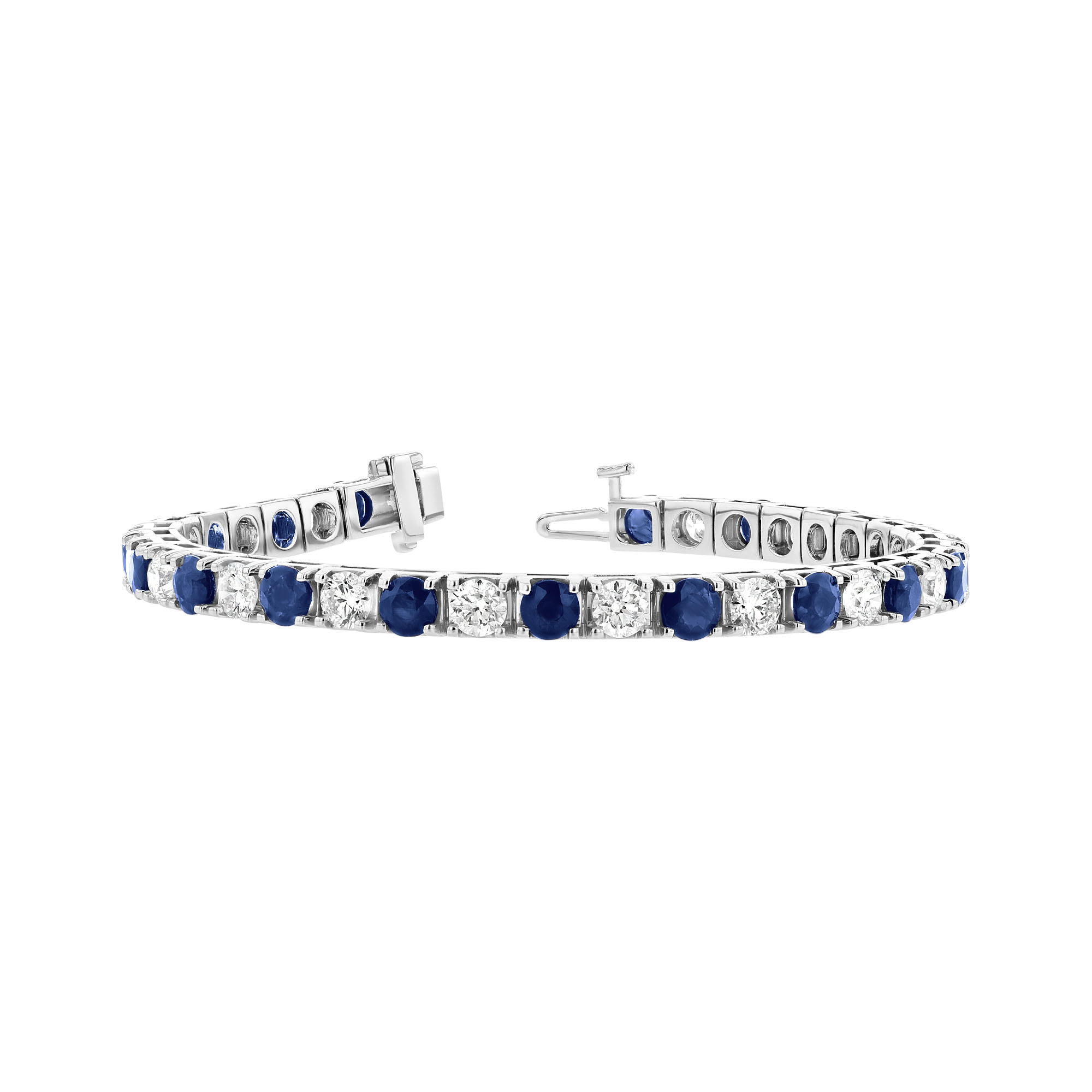 6.25ctw Diamond and Sapphire Alternating Tennis Bracelet in 14k White Gold