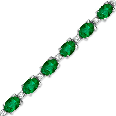 9.90ct tw Emerald and Diamond Bracelet set in 14k Gold