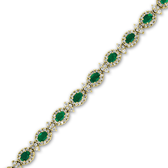 10.40cttw Emerald and Diamond Fashion Bracelet set in 14k Gold