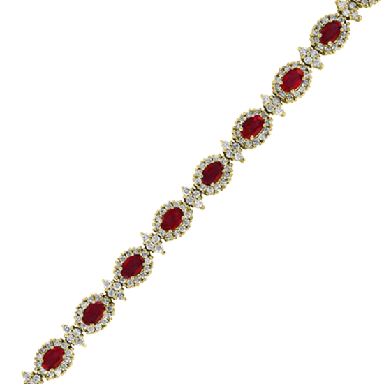 11.92cttw Ruby and Diamond Fashion Bracelet set in 14k Gold