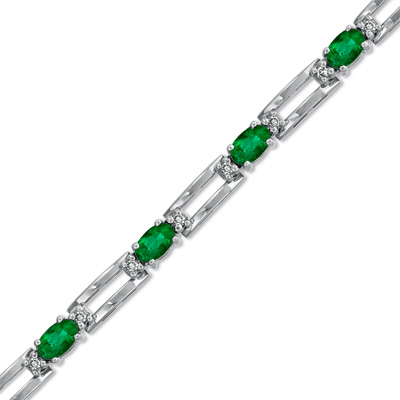 3.25cttw 5x3 Oval Emerald and Diamond Bracelet set in 14k Gold