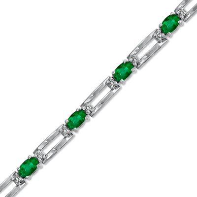 View 3.25cttw 5x3 Oval Emerald and Diamond Bracelet set in 14k Gold