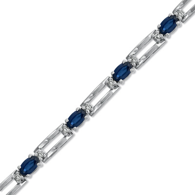 View Oval 5x3 Sapphire and Diamond Bracelet set in 14k Gold
