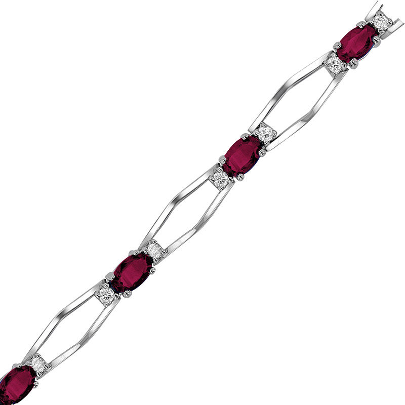 View 2.90ctw Diamond and Ruby Bracelet in 14k White Gold