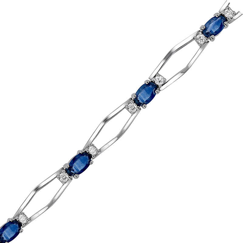 View 2.90ctw Diamond and Sapphire Bracelet in 14k White Gold