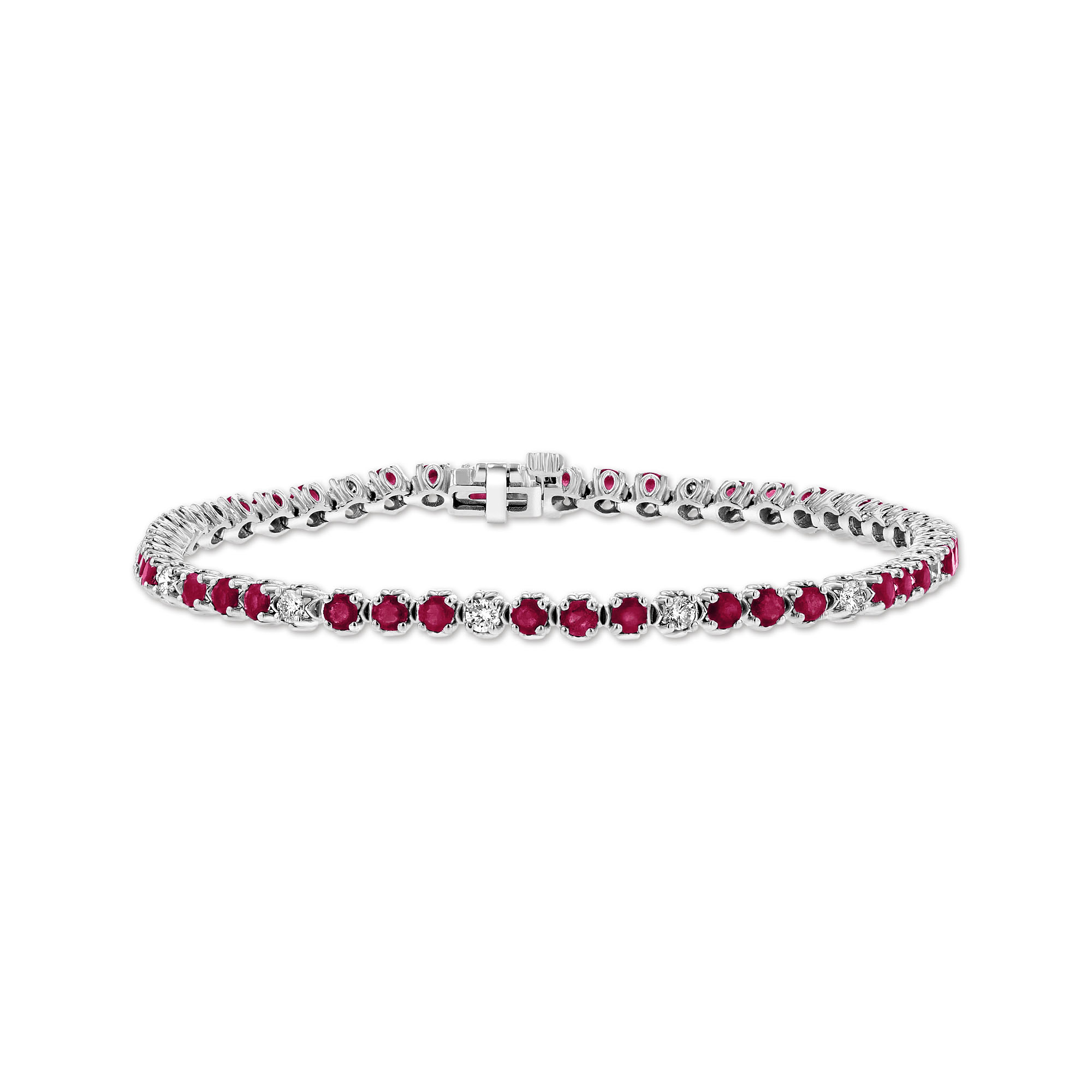 View 3.09ctw Diamond and Ruby Bracelet in 14k White Gold