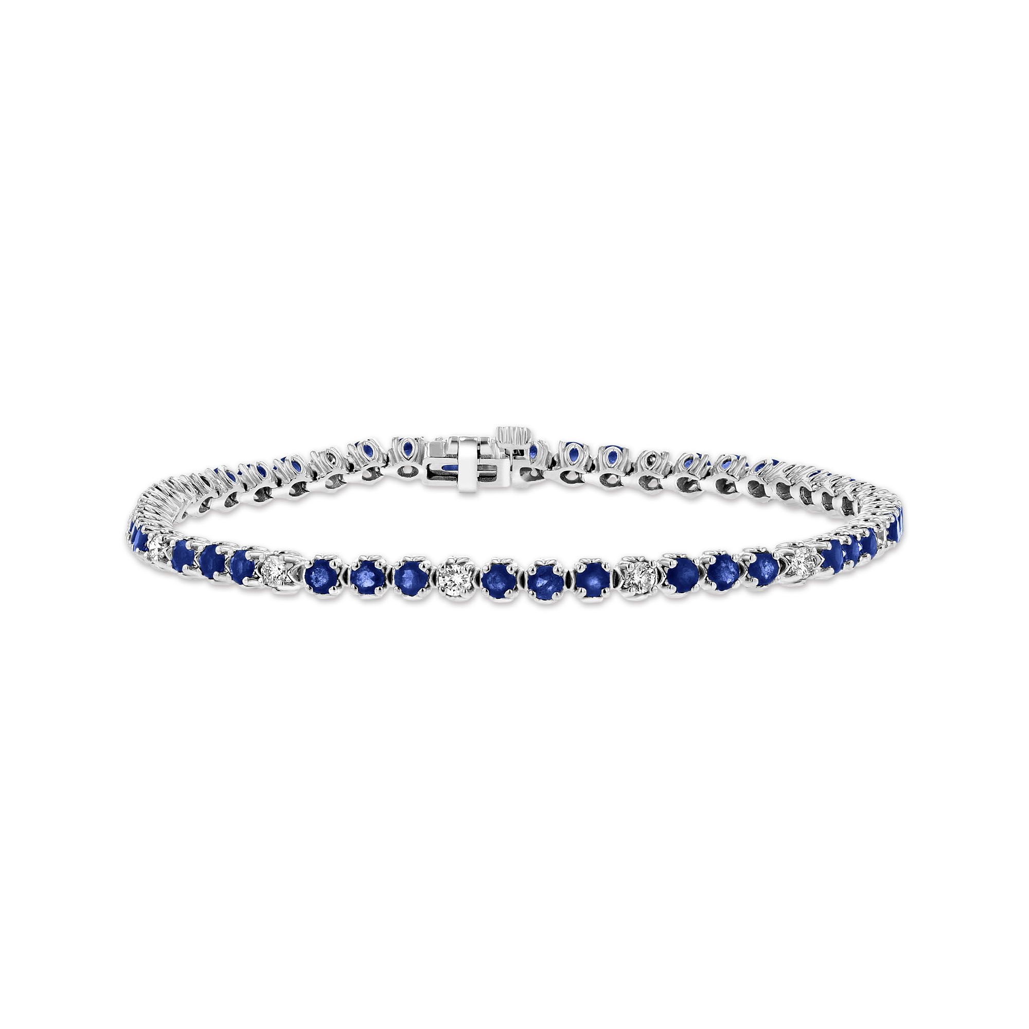 View 3.09ctw Diamond and Sapphire Bracelet in 14k White Gold