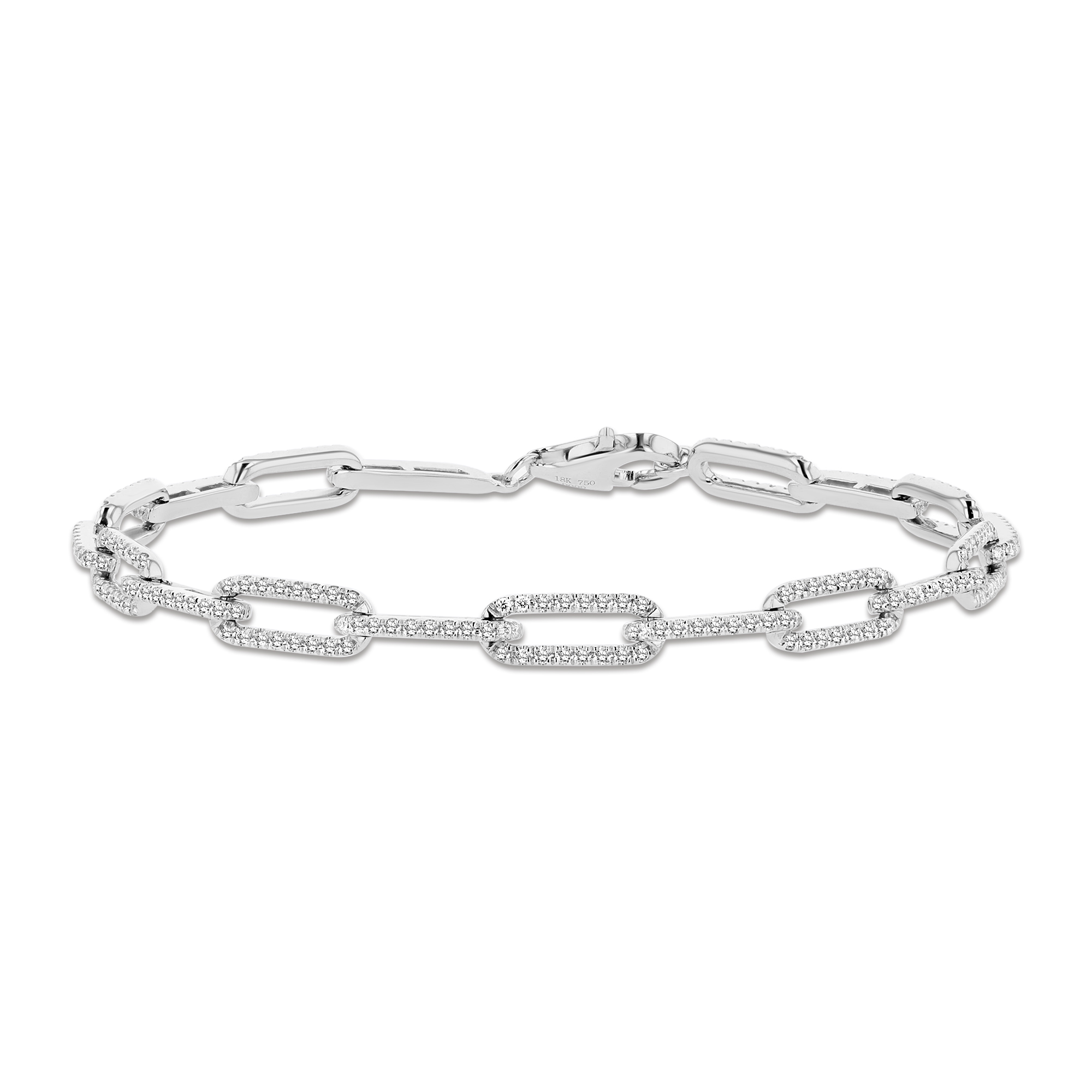 View 0.99ctw Diamond Paper-Clip Bracelet in 18k White Gold