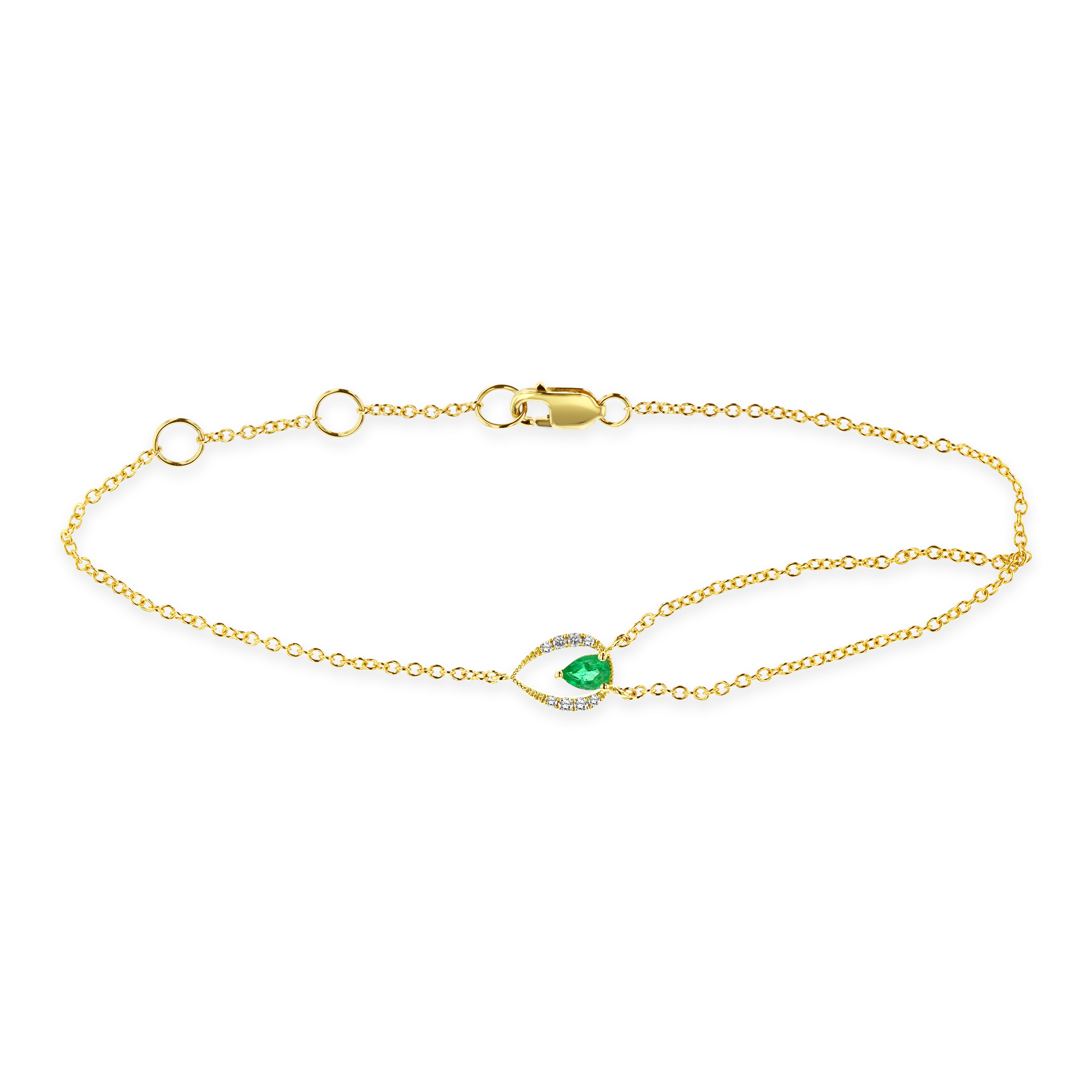 View 0.05ctw Diamond and Emerald Bracelet in 14k Gold