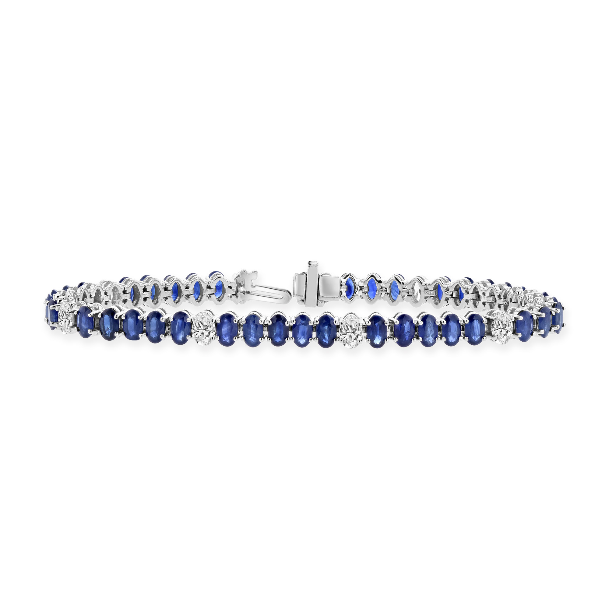 View 2.06ctw Oval Diamonds and Sapphire Bracelet in 14k White Gold