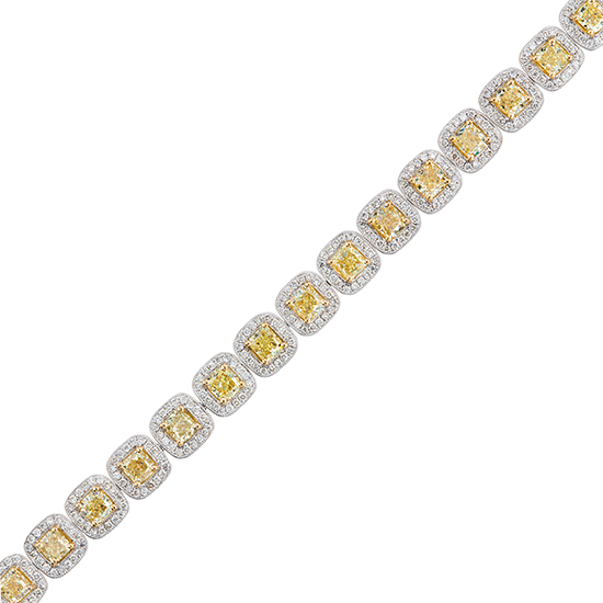 View Natural Fancy Yellow Diamond Bracelet 10ctw 
