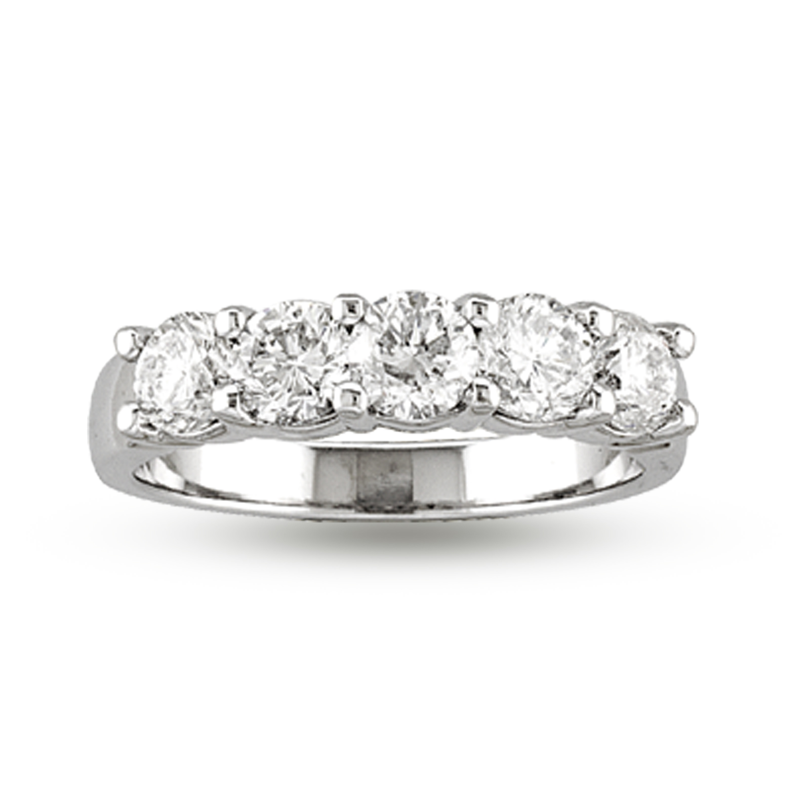 View 1.50ct tw 5 Stone Round Diamonds Shared Prong Anniversary or Wedding Band Bridal Ring H-I SI Quaility 14k Gold 