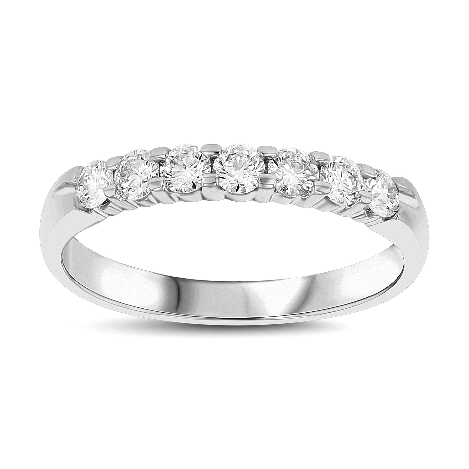 View 0.50ct tw 7 Stone Round Diamonds Shared Prong Anniversary or Wedding Band 14k Gold Bridal Ring H-J, SI