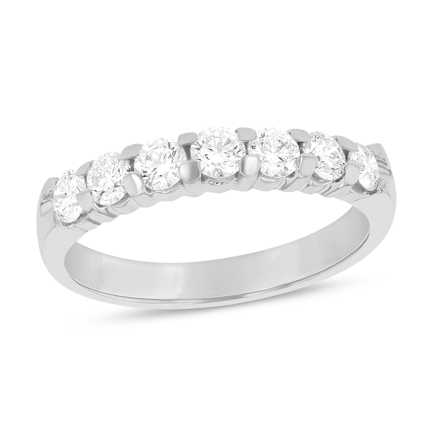 View 0.75ct tw 7 Stone Round Diamonds Shared Prong Anniversary or Wedding Band 14k Gold Bridal Ring H-J, SI
