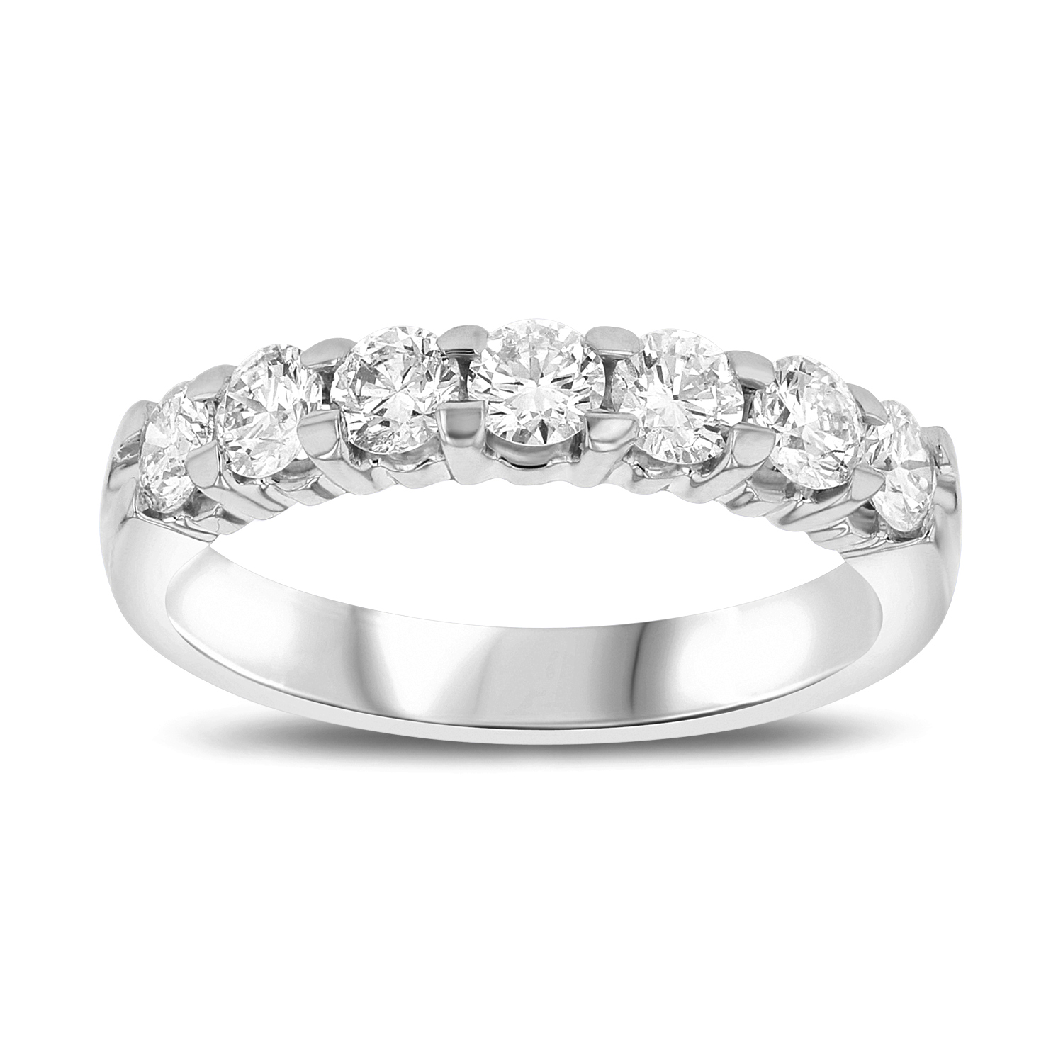 View 1.00ct tw 7 Stone Round Diamonds Shared Prong Anniversary or Wedding Band 14k Gold Bridal Ring H-J, SI