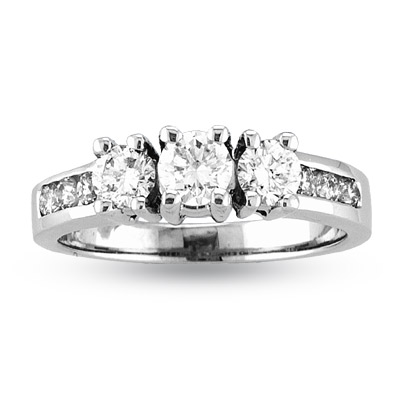View 2.00cttw 14k Gold Round Diamond Three Stone Past Present & Future Anniversary Band or Engagement Ring I-J Color and SI Quality