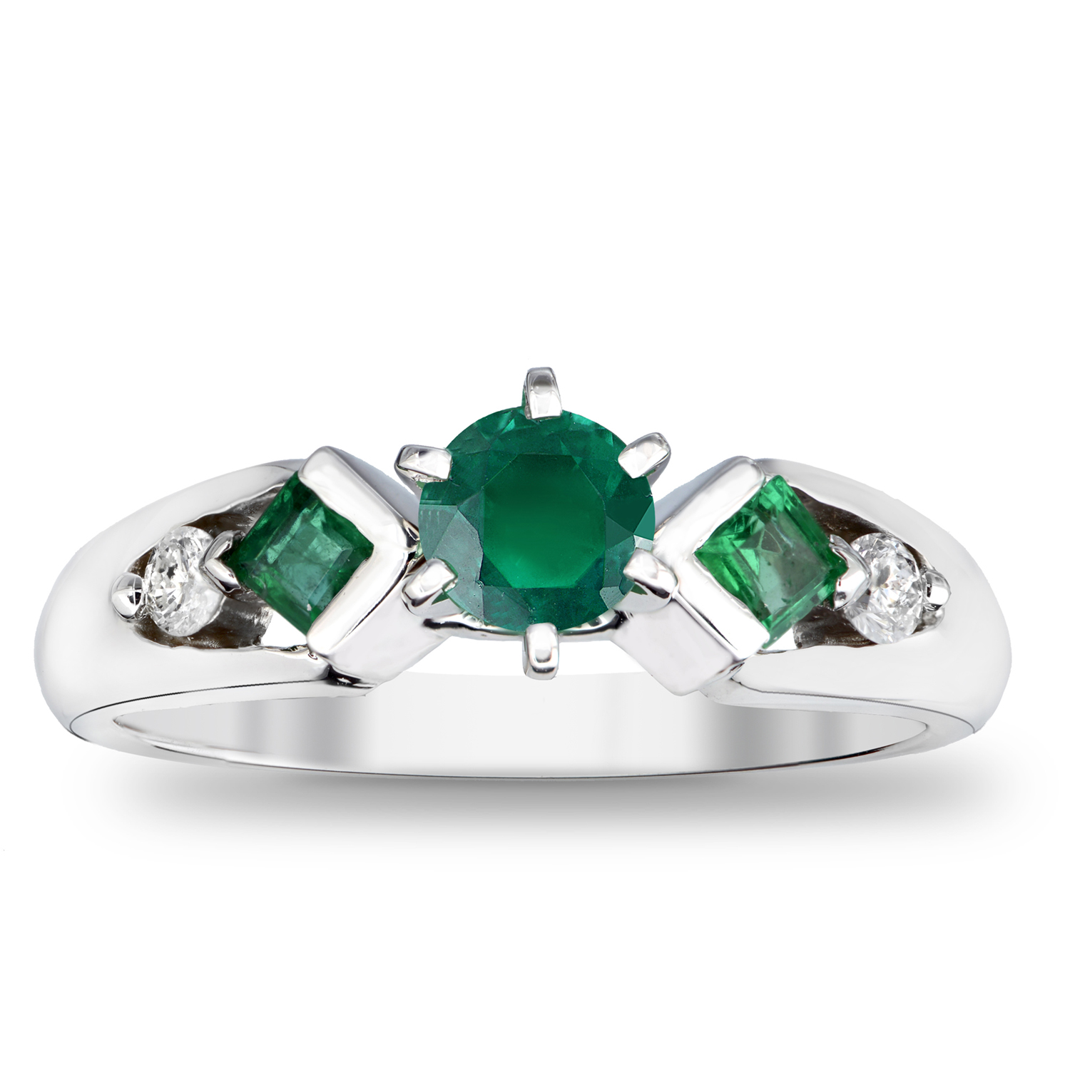 View 0.80cttw Emerald and Diamond Engagement Ring in 14k Gold