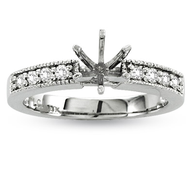 14k Gold Engagement Semi-Mount Ring with 0.20 ct tw of Round Diamonds