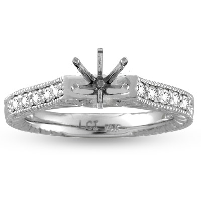 14k Gold Engagement Semi-Mount Ring with 0.20 ct tw of Round Diamonds