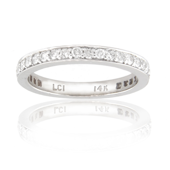 0.50ct tw of Diamonds 14k Gold Wedding Band 3/4 Diamond Top 