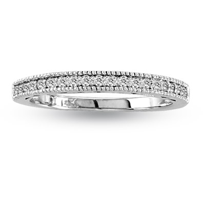 0.18ct tw of Diamonds Ring 14k Gold Antique Look Wedding Band 