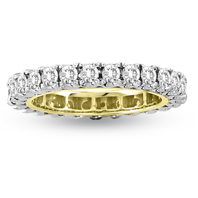 View 1.50ct tw Two Tone All Around Eternity Diamond Band Bridal 14k Gold Ring