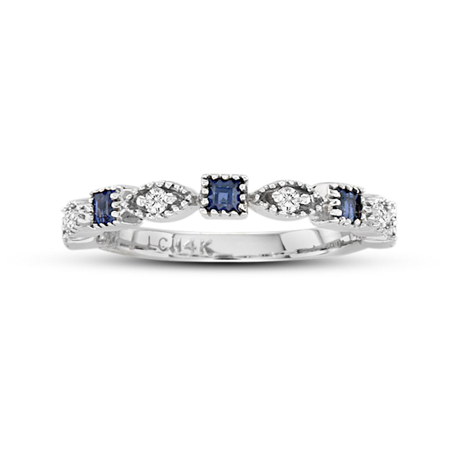View 0.08ctw Diamond and Sapphire Band in 14k Gold
