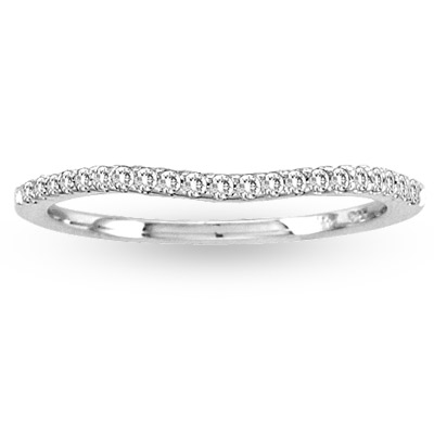 0.15ct tw Round  Diamonds 14k Gold Wedding Band Curve Shape Design