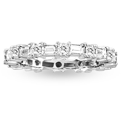 View 1.50ct tw Round & Baguette Diamonds All Around Eternity Band 14k Gold Bridal Ring