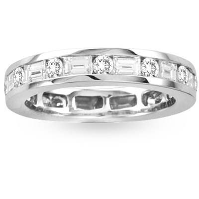 View 1.75ct Round & Baguette Diamonds All Around Eternity Band 14K Gold Bridal Ring