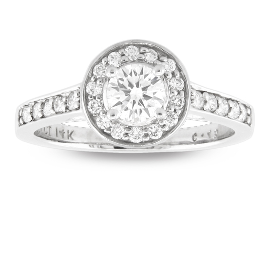 View 0.75ct tw Diamond Engagement Ring With 0.44ct Round Center 14k Gold Fashion Ring