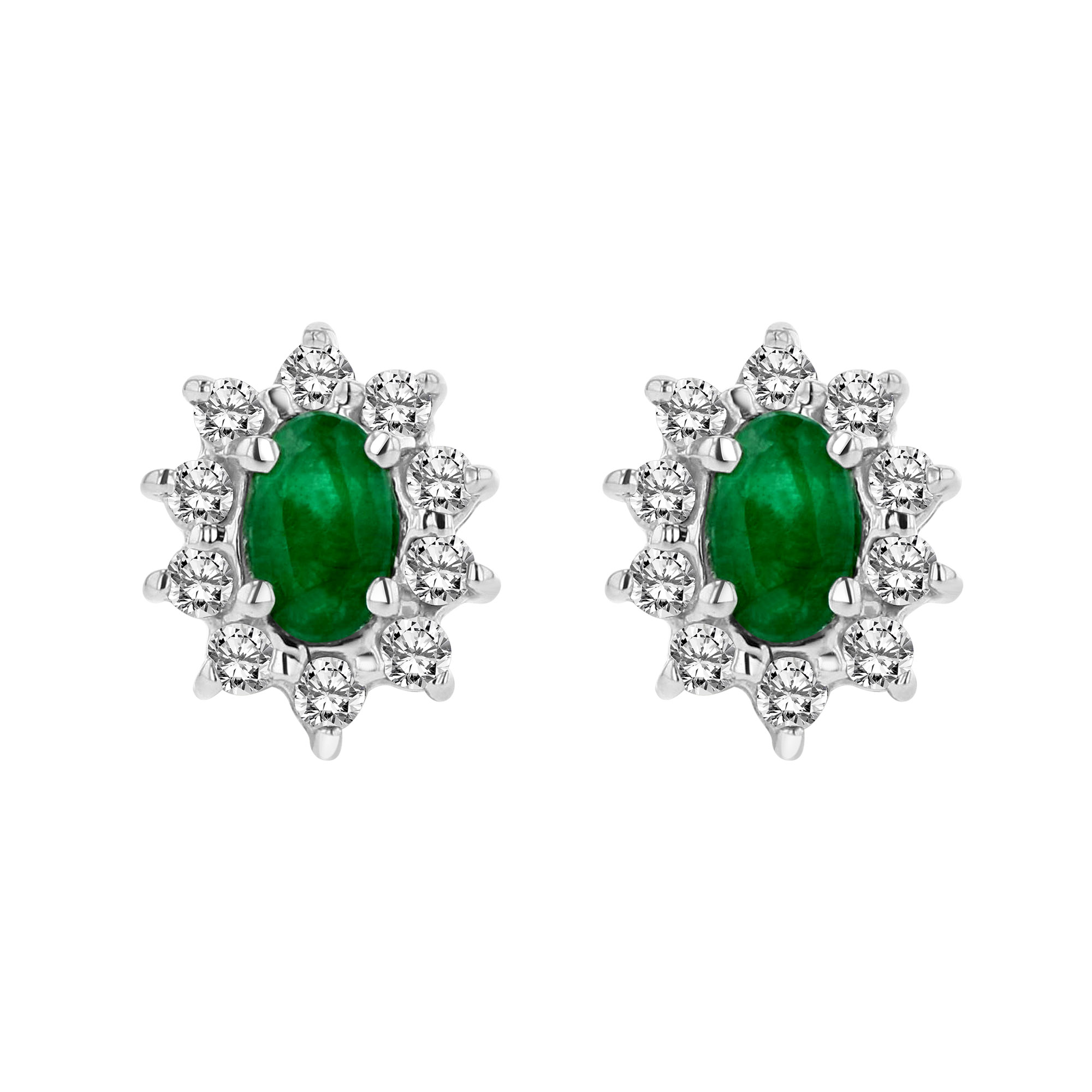 View 0.70cttw Diamond and Emerald Earring in 14k Gold