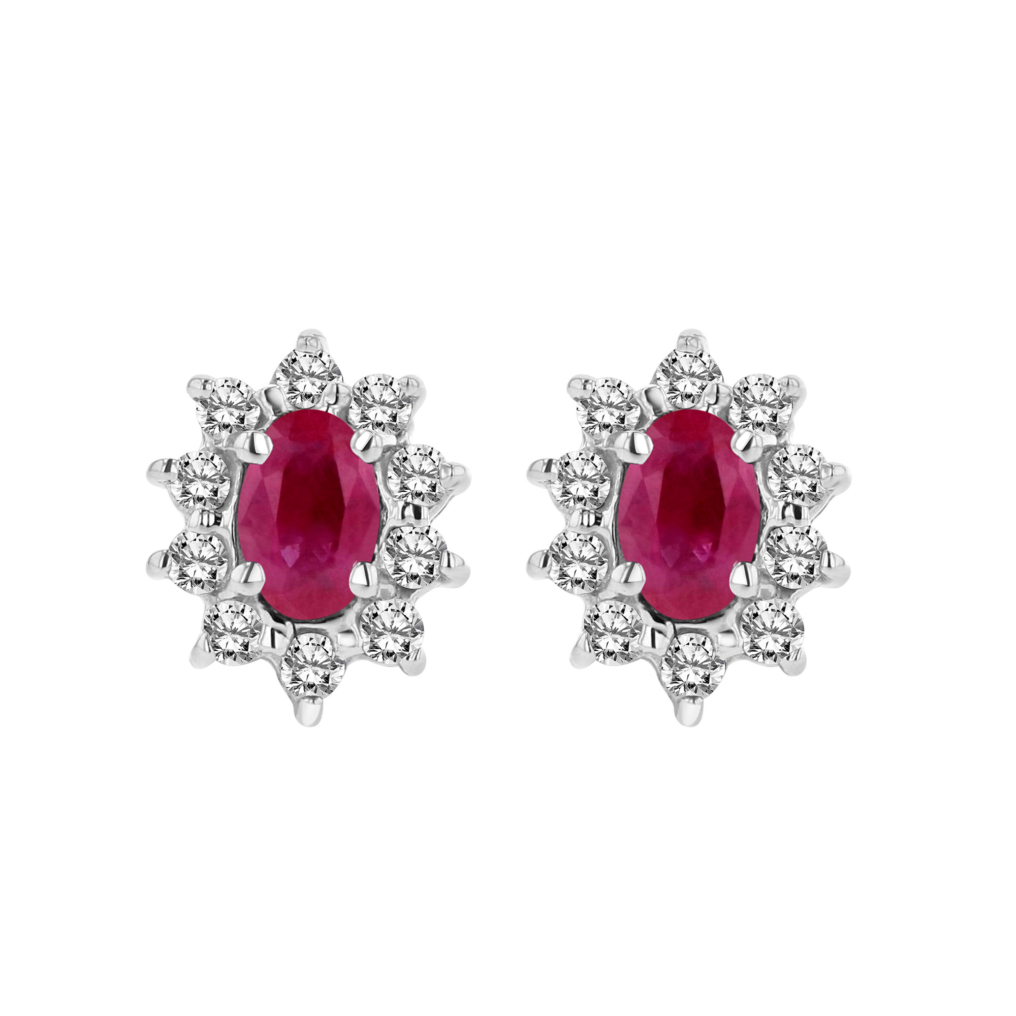 View 0.70cttw Diamond and Natural Heated Ruby Earring in 14k Gold