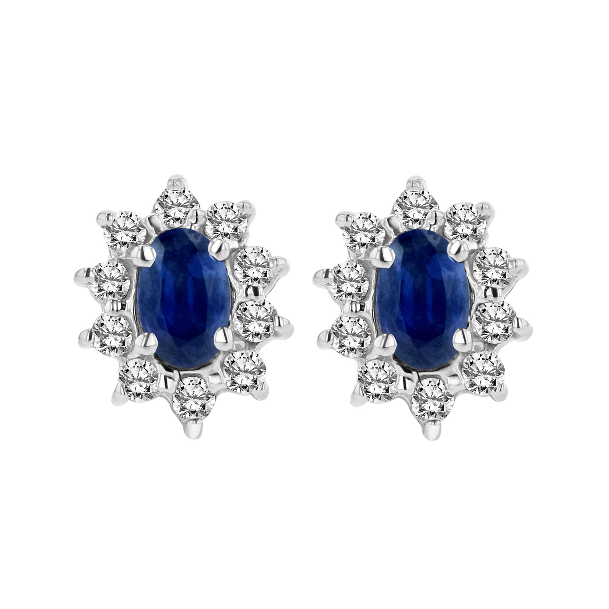 0.70cttw Diamond and Sapphire Earring in 14k Gold