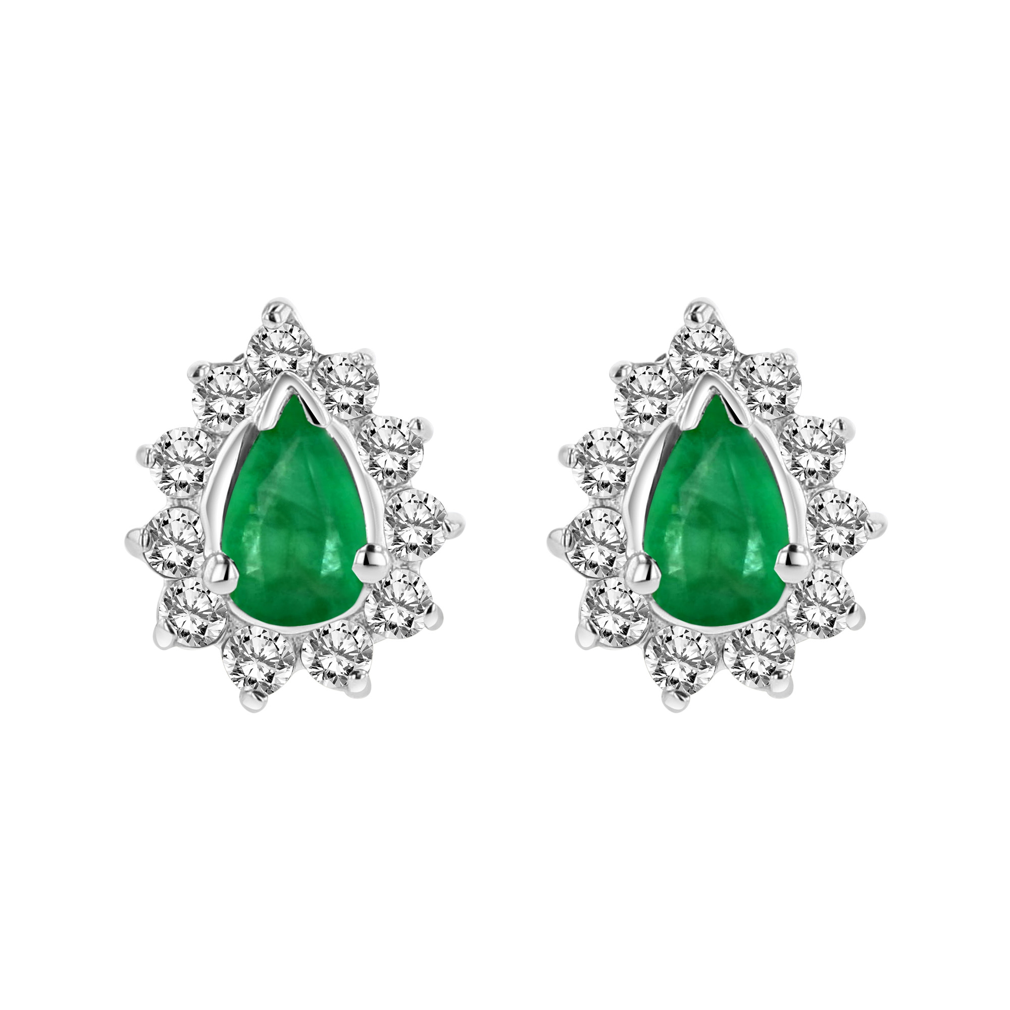 View 0.70cttw Diamond and Emerald Earrings in 14k Gold 
