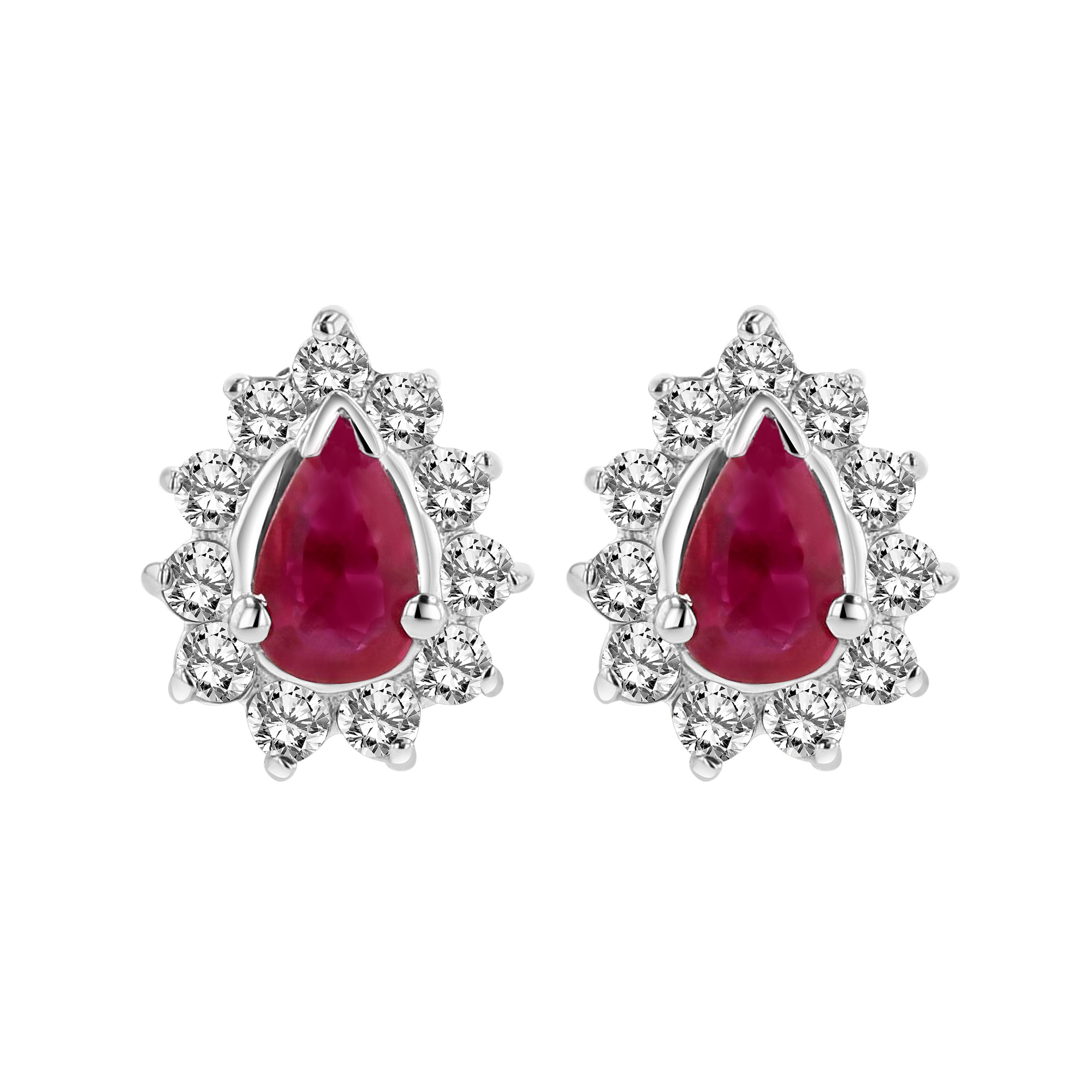 View 0.80cttw Diamond and Natural Heated Ruby Earring in 14k Gold 