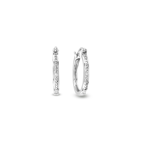 View Silver Diamond Accent Small Hoop Earrings
