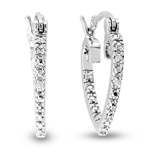 View Silver Diamond Accent Heart hoop Earring