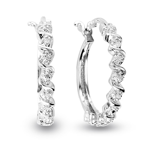 View Silver Diamond Accent S Hoop Earrings