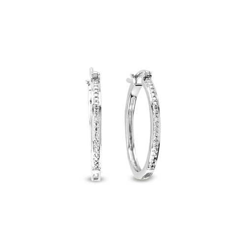 View Silver Diamond Accent Medium Hoop Earrings