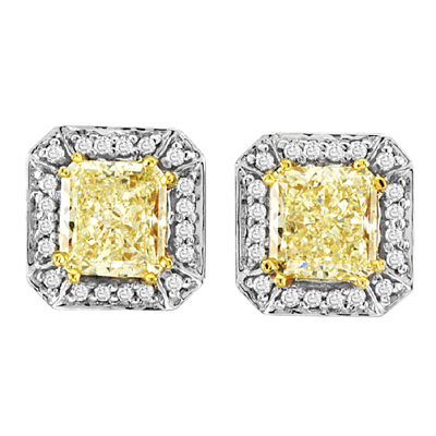 View 1.50ct tw Natural Fancy Yellow-Fancy Diamond Earrings in 18k Two Tone