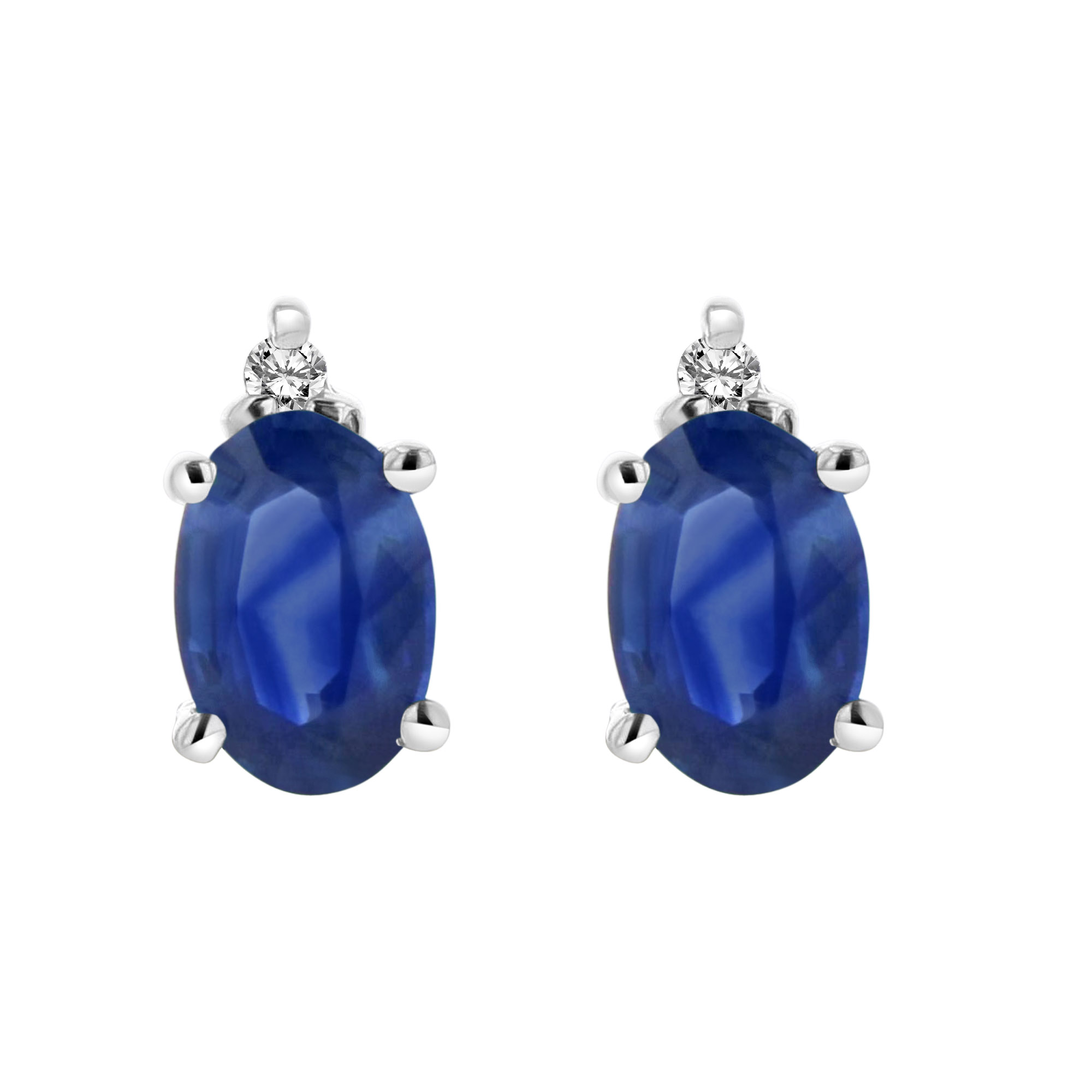 Oval Sapphire and Diamond Earring in 14k Gold