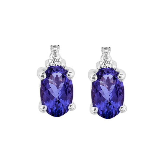 View Oval Tanzanite and Diamond Earring set in 14k Gold