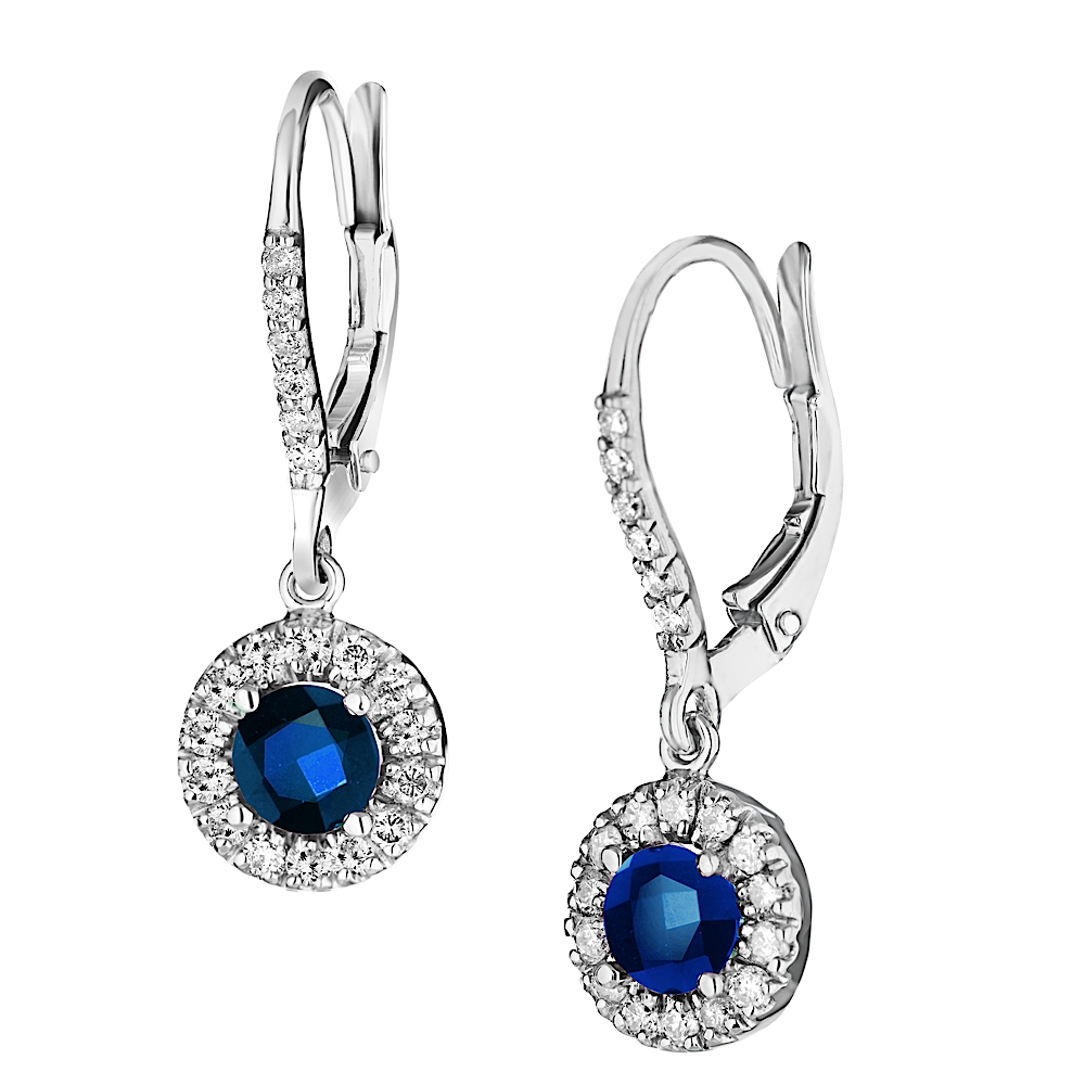 View 0.52ctw Diamond and Sapphire Earrings in 14k Gold