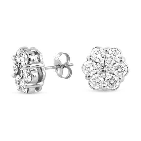 View 2.76ct tw Diamond Cluster Earring in 14k Gold