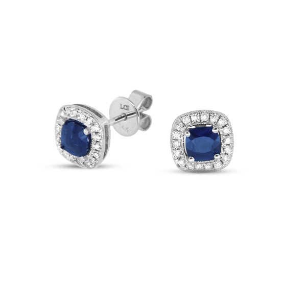 View 0.75cttw Cushion Cut Sapphire and Diamond Fashion Earring set in 14k Gold